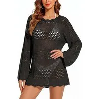 nsihing Strandkleid Damen Strandmode Strandkleider Sommer Gestrickt