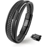 UNIQAL.de Lederarmband Unisex geflochten, Echtleder & Edelstahl, Modell Classic & Feather (Unisex,Edelstahl, Echtleder, geflochten, Casual Style, Handgefertigt)