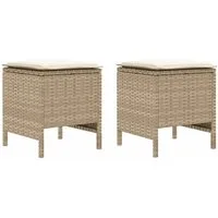 vidaXL Sofaelement Garten-Fußhocker 2 Stück Beige und Creme 38 x 38 x 45 cm (2 St)