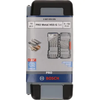 Bosch PRO Metallbohrer-Set HSS-G, Toughbox, 18-teilig, DIN 338, 135° - 2607019578