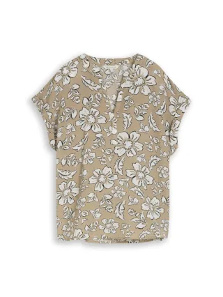 Tom Tailor - Bluse mit Blumenmuster beige - Gr. - 38