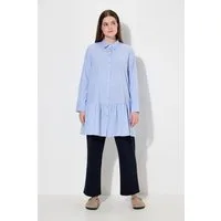 Ulla Popken Hemdbluse Hemdbluse Volantsaum Hemdkragen Langarm