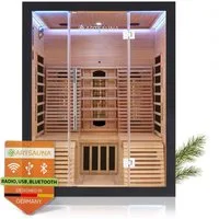 Artsauna Infrarotkabine Helsinki150 Dual Technology, BxTxH: 150 x 150 x 190 cm, für 3 Personen, Hemlockholz, HiFi-System, Ionisator, LED-Farblicht