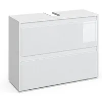 Vicco Waschbeckenunterschrank Majest, Weiß/Weiß Hochglanz, 80.1 x 62 cm mit 2 Schubladen (1-St)
