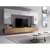 MIRJAN24 Wohnwand Calabrini I, (6er-Set, 2x TV-Lowboard, 2x Wandregal, 2x Hängevitrine), LED-Beleuchtung als Option