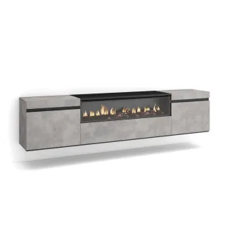 Skraut Home Tv-Schrank, Grau, Hellgrau, Holzwerkstoff, Rechteckig,Rechteckig, 200x45x35 cm, Wohnzimmer, Wohnwände, Lowboards, Lowboards hängend