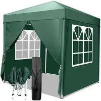 LALAHO Faltpavillon Partyzelt Pop Up Pavillon 2x2m,mit 4 Seitenwänden Gartenpavillon, mit 4 Seitenteilen, höhenverstellbar,mit Tragetasche,für Garten Festival, UV Schutz 50+