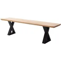 Lomadox Sitzbank PARACATU-06, Massivholz, X-Gestell, Schweizer Kante, Eiche geölt, 160x40cm