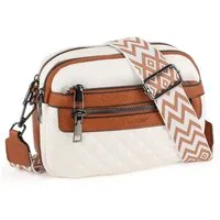 TANTOMI Schultertasche Umhängetaschen Damen, Crossbody Bag mit mehreren Fächern (Damen Handtasche mit Weich Breiter Gurt), Design mit mehreren Reißverschlüssen