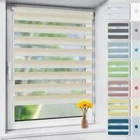Doppelrollo rollos für Fenster ohne Bohren 130cm, OUBO, Lichtschutz, freihängend, mit Klemmträger, Klemmfix, livhtdurchlässig und verdunkelnd