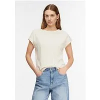 comma Kurzarmshirt T-Shirt T-Shirt in Flammgarnstruktur im Regular Fit