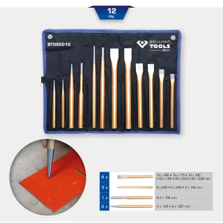 Brilliant Tools Meißel und Durchtreiber-Satz, 12-tlg - BT085010