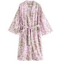 LAURA ASHLEY Damenbademantel Laura Ashley langer Morgenmantel mit Lloyd-Print, Viskose (Livaeco)