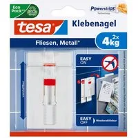 tesa Klebehaken 2x tesa Klebenagel Fliesen&Metall, 2er Set, 2 kg Haltekraft, Dekoration, Leinwände, Bilder, Girlanden, Lichterketten, (Packung, 2-St., 2 Stück), Klebenägel mit max. 2 kg Haltekraft - Tapete & Putz - 2er Pack