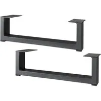 Prima-Online Möbelfuß Metalltischbein 35 cm – schwarz, pulverbeschichtet, modernes Möbelbein, (2-St)