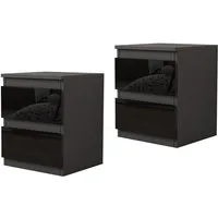 HTI-Living Nachtkommode Nachtschrank Kenji Hochglanz 2er-Set (Set, 2 St., 2 Nachtschränke), Nachtkommode 2 Schubladen