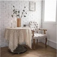 VEKROBOT Tischdecke Boho Tischdecke gehäkelt durchbrochen Häkeldecke Tisch Esstischdecke (1-tlg), Vielseitige Tischdecke 140×140 cm für jeden Anlass geeignet