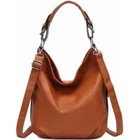 ITALYSHOP24 Schultertasche DAMEN SHOPPER Hobo Bag Umhängetasche Handtasche City Bag Cross-Over (Spar-Set: Henkel Tasche mit Schultergurt, Workbag Leder Optik, 2-tlg., mit Henkel und Schultergurt), Damentasche Freizeit Abend Leder Optik Henkeltasche R