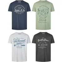 riverso T-Shirt Herren Printshirt RIVLeon Regular Fit (4-tlg) Kurzarm Tee Shirt mit Rundhalsausschnitt aus 100% Baumwolle