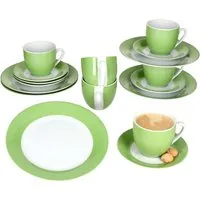 MamboCat Kaffeeservice 18tlg Kaffeeservice Variant Grün Porzellan 6 Personen, Porzellan