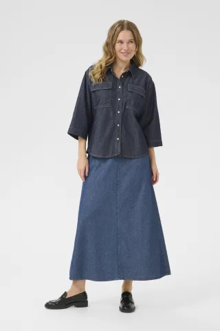 Langarm - Hemd Casual fit Blue Washed Denim blue