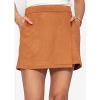 SASSYCLASSY Shorts Hosenrock Damen mit überlappenden Vorderpartie Kurze Shorts Elegant in Wildleder-Optik mit seitlichem Reißverschluss
