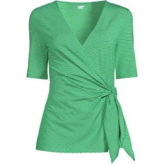 Shirt in Wickel-Optik für Damen, Damen, size: regular, Schwarz, by Lands' End