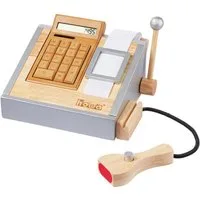 howa Spielkasse, aus Holz mit Taschenrechner und Spielgeld