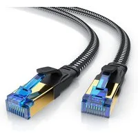 Primewire LAN-Kabel, CAT.8, RJ-45 (Ethernet) (200 cm), Patchkabel flach CAT 8, Baumwollmantel, Flachband Netzwerkkabel - 2m