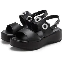 French Connection Sandale, Ledersandale, offener Schuh, Sommerschuhe, Ledersandalette Sandalette NEU aus Leder mit modisch bequemer Plateausohle