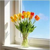 Kunsttulpe 10 Stück Künstliche Tulpen Tulpen, BlingBin, Höhe 40 cm, Tulpenstrauß für Vase, Tischdeko, Hochzeit, Büro und Wohnzimmer