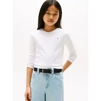 Tommy Hilfiger Langarmshirt POINTELLE TOP LS für Kinder bis 16 Jahre, mit Logo-Druck