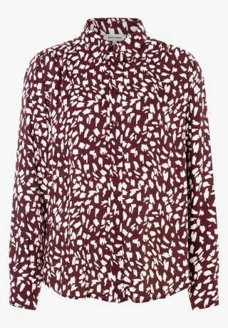 MORE & MORE - Gemusterte Bluse mit Hemdkragen rot - Gr. - 36