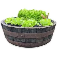 Temesso Vogeltränke Whiskyfass Abschnitt als Vogeltränke / Pflanzschale: Höhe ca. 18 cm 35 l