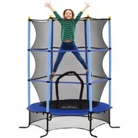 HOMCOM Kindertrampolin Trampolin mit Sicherheitsnetz, Randabdeckung, Gartentrampolin, Ø 163 cm, (Indoor Trampolin, 1 tlg., Trampolin), für Kinder 3-10 Jahre, bis 50 kg belastbar, Blau