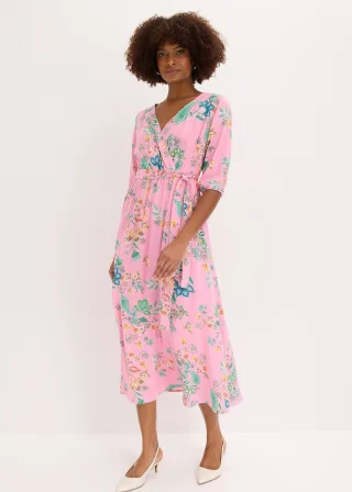 bonprix Midikleid aus fließender Viskose, rosa, Gr.36, Modisches Kleid mit halblangen Ärmeln, aus Viskose