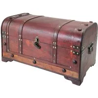 HMF Schatzkiste Schatztruhe aus Holz, große Schatzkiste, mit dekorativem Schloss für Kindergeburtstag, 54 x 28 x 30 cm, Mexiko