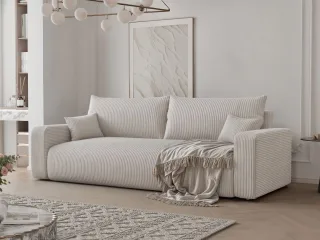 Sofa 3-Sitzer mit Schlaffunktion LUNA in Stoff Poso Altweiß