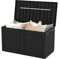 COSTWAY Auflagenbox Gartenbox 380L (1 St), Sitzbank bis 200kg, mit Rollen