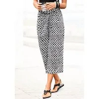 LASCANA Culotte mit luftig-weitem Bein (mit Bindegürtel) Alloverdruck, 7/8-Hose, Jerseyhose, leichte Sommerhose, Schlupfhose