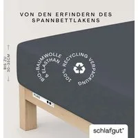 Schlafgut Spannbettlaken PURE Bio-Baumwolle mit Elasthan, 170 g/m², Bettlaken, Spannbetttuch, Jersey, Gummizug: rundum, (1 Stück), PREMIUM Laken für Matratzen bis 30cm Höhe, dehnbar blickdicht, straff