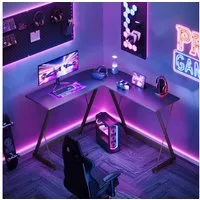 ODK Gamingtisch L Form 120cm – Eckschreibtisch in Kohlefaser Optik (1-St), Platzsparender Computertisch für Büro, Gaming & Streaming