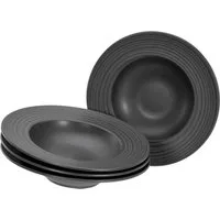 CreaTable Pastateller Lava Stone Black, Pasta Gourmetteller Set 4-tlg, (4 St), Teller Set, Seidenmatte Glasur