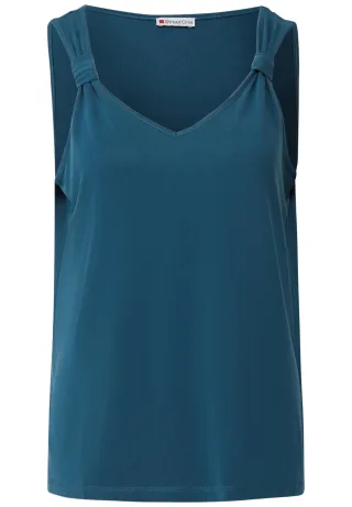 Street One - Silk-Look Top mit Knoten tide blue - Gr. - 44