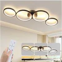 Nettlife LED Deckenleuchte Wohnzimmer Modern Schlafzimmer 4 Flammig in Ringoptik, Dimmbar mit Fernbedienung, LED fest integriert, Warmweiß, Neutralweiß, Kaltweiß, für Schlafzimmer Wohnzimmer Büro Arbeitszimmer