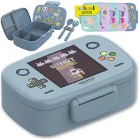 BEARFOOT Lunchbox Brotdose Kinder mit Fächern, leicht & auslaufsicher - Game, Kindergarten und Schule - Mädchen und Jungen, Vesperbox, Snackbox