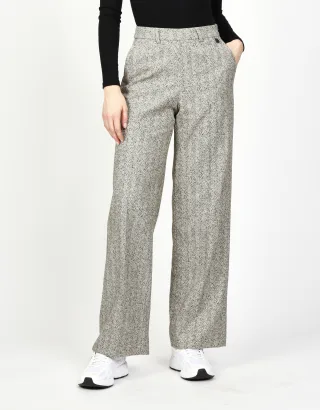 GANG Damen Hosen 94JOANA - comfort straight fit Hose black beige herringbone