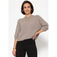 SASSYCLASSY Strickpullover Strickoberteil für Damen Weicher Pullover mit halblangen Ärmeln und Rundhalsausschnitt