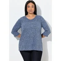 Ulla Popken T-Shirt Shirt Zierfalten A-Linie V-Ausschnitt 3/4-Arm