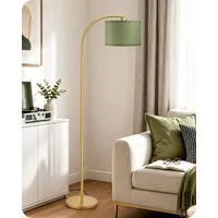 EDISHINE Stehlampe Wohnzimmer, mit E27 LED-Glühbirne, warmweiß, 161cm Bogenlampe mit Leinen-Lampenschirm